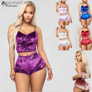 Mulheres femininas Mulheres Pijama Conjunto fofo Padrão de estampa Cute Voneio de dormir de pescoço Sexy Pijama cetim Noturna Ternos domésticos Use roupas de casa sem mangas Top shorts T230523