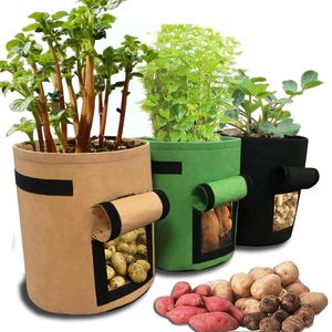 Planters & Pots Tomatoes Potato Grow Bag With Handles Flowers Vegetables Planter Bags Home Garden Planting Accessories Growing Box Bucket Po