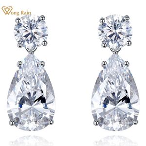 Knot Wong Rain 100% 925 Sterling Silver Lab Sapphire High Carbon Diamonds Gemstone Drop Dingle Earrings Fine SMEEXKE POCHEOUSALE