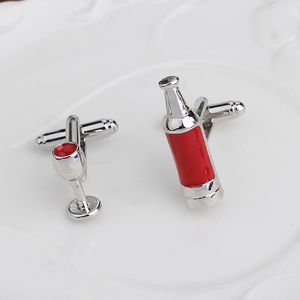 Garrafa de vinhos nova manguita masculina um par de copos de vinho francês Retro Ligloy Cufflinks Fashion Trend Party Man Jewelry Acessórios Presente