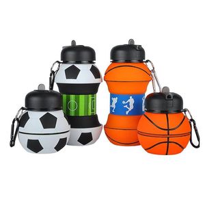 Garrafas de água garrafa dobrável garrafa dobrável de esportes portáteis de chaleira criativa de basquete de futebol de bola