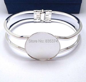 Bangle Free shipping Silver Plated 30mm Cabochon Setting Cuff Bracelets Blank base for Jewelry Making