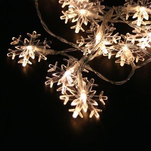 Strings 20 LED Small Snowflake Cell Box Holiday String Light Christmas Lights Festival Decorative Lamp Room Pink Decor