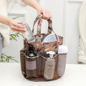 Storage Bags Mesh Bag Multi-Pocket Beach Korean Floral Swimming Bathroom Shower