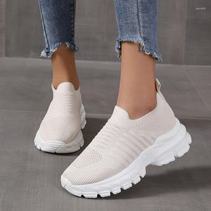 Elbise Ayakkabı Kadın Örgü Platformu Daireler Spor Nedensel 2023 İlkbahar Yaz Spor ayakkabıları rahat nefes alabilen Chaussures Femme