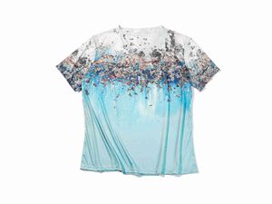 Tシャツ3D VネックサマーショートスリーブトップTシャツフェザーグラフィック特大の女性ファッションY2Kストリート衣料P230523いいね