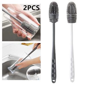 Cleaning Brushes Silicone Cup Brush Milk Bottle Cleaning Brush Long Handle Water Bottles Cleaner Glass Cup Cleaning Brush Kitchen Cleaning Tools G230523