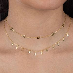 Halsband delikat Dainty Classic Fine 925 Sterling Silver Jewelry Tiny Hollow Star Charm Thin Silver Link Chain Star Choker Halsband 925