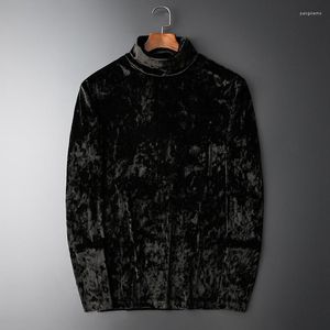 Men's Sweaters 2023 Winter Korean Velvet Double Layer Plus Thick Embossed High Neck Bottoming Shirt