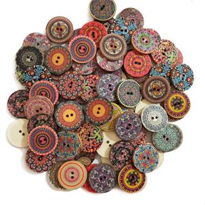 Sewing Notions Tools 15-25mm 50 pieces retro wooden buttons with 2 holes handmade sewn scraper clothing buttons DIY craft accessories gift card decoration P230523