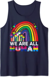 New Fashion Pure Women Men Vest We Are All Human Pride Ally LGBT Flag Gay Pride Month Canotta