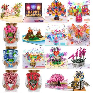 Grußkarten, Pop-Up-Muttertagskarte von 22Craft, Kirschblüten, 6 x 8, 3D, romantische Liebe, alles Gute zum Jubiläum für Frau, Mutter, Oma, ihr Bi Amtgv
