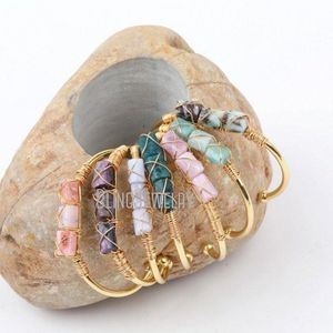 Pulseiras BM40258 Pulseira de punho BANGLE Birthstone Tube Stone Pulseira Gold Cuff