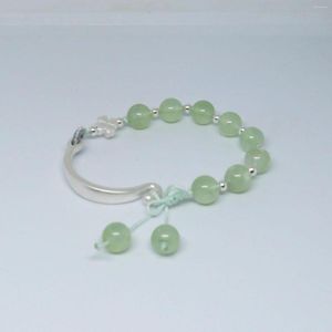 Strand 999 Silver Green Beads Bracelet Contain Grape Stone Beaded