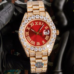 مشاهد الماس الكامل مراقبة 43 ملم الماس الميكانيكي الأوتوماتيكي الساعات ياقوت الياقوت ماء النساء Wristwatch Montre de Luxe