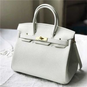 Fashion Platinum Tote Bag 2024 Pure White Lemon Yellow Litchi Textured Cowhide Women's Handheld One Shoulder Oblique Straddle