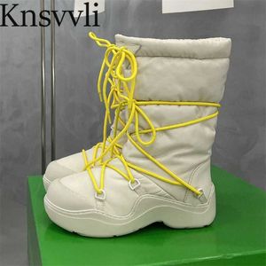 Boots New Thick Sole Short Boots Women Height Increasing Runway Shoes Women Cross Lace Up Nylon Waterproof Mountaineering Boots Woman X230523