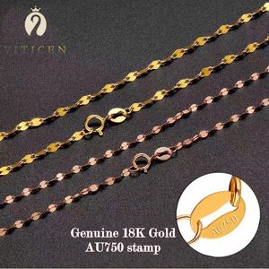 Necklaces Real 100% 18k Gold Necklace Au750 White Gold Rose Gold Women's Neck Cord Original 18k Pure Gold Jewelry Fashion Accessories