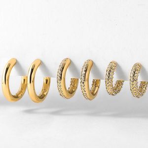 Hoop Earrings 3pair/set Punk Inlaid Zircon Gold Plated For Women Classic Chunky Circle Ear Buckle Huggie Hoops Jewelry Gifts