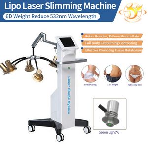 Skönhetsartiklar 532/635Nm Kall källa Röd/grönt ljusterapi 6D Laser Body Slimming Machine