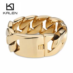Bangle 30mm Gold Heavy Chunky Link Chai High Polished Stainless Steel Italy Bracelet For Men's Fashion Jewelry Gift