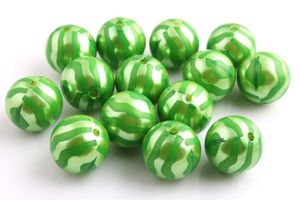 Crystal Wholesale 20mm 12mm Imitation pearl print green Watermelon acrylic beads for kid's Fashion jewelry!