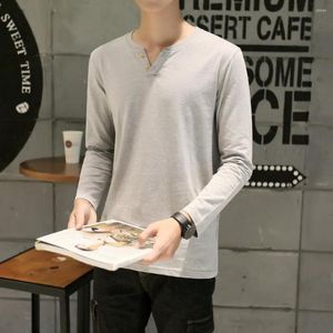 Men's T Shirts 2023 Autumn Style Fashion Solid Color Long Sleeve Korean Style Slim Models Tonåring Tops Wear