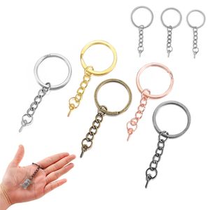 10-20pcs/lot 25 28 30mm Metal Blank Key Chain Ring With Screw Eye Pin for DIY Key Chains Jewelry Making Finding Accessories