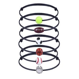 Sportstil Justerbar inspirerande basketfotboll Rugby Volleyball flätat reparmband Boll Charm Armband för män Gift GC2148