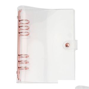 Anteckningar Agenda Journal Diary Planner PVC Rose Gold Clear Bindes Looseleaf 6 Ring A5 A6 30mm Binder ER 210611 Drop Delivery Office DH5QN