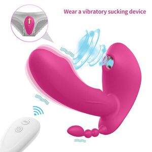 Vibrador de sucção usável com controle remoto Tripla penetração Sexy Sex Toys para mulheres Adultos 18 Vagina Clitóris Anal Sextoys Loja 50% barato Venda online