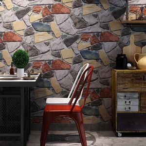 Bakgrunder 3D Stereo PVC Stone Industrial Style Retro Brick Wall Paper Culture Matsal Living Bedroom Home Decoration