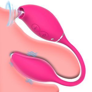 Vibratorer 2-i-1 G-plats Klitoris sugkopp vibrator med vibrerande äggklitorisstimulatornipplar Klitoris sugkopp Kvinnlig vuxen sexleksak 230524