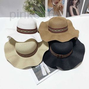 Breda breim hattar hink designer halm kupol hatt mode elastisk bälte solproof kvinnors fritidsskuggning stor fiskare 02em
