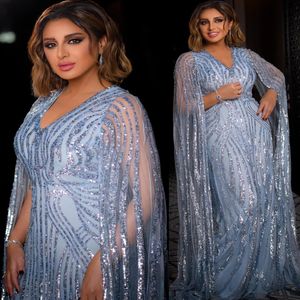 Aso Ebi Angham Mermaid 스팽글 댄스 파티 드레스 Deep V Neck Sexy Evening Formal Party Second Reception Exection Gowns 드레스 Robe de Soiree ZJ ES