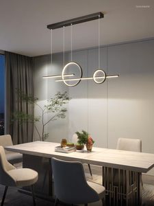 Pendant Lamps 2023 Modern Minimalist Chandelier With Rope For Dining Room Kitchen Office Front Desk Lighting Black Hanging Led Lamp