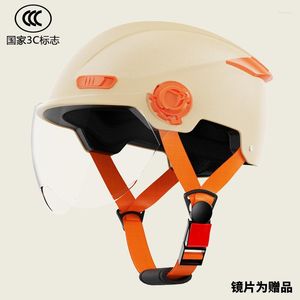 Motorcykelhjälmar 3C Certified Electric Helmet Men's and Women's Battery Car Summer Sunscreen Four Seasons Safety Helme
