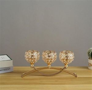 Kandelaars 3 Arms Candelabras Crystal Arch Bridge Goblet Bowl Tealight Sticks Romantic Ornament for Home Wedding Decor 2211081659011