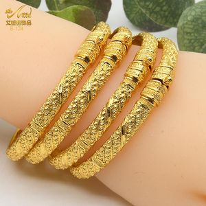 Bangle ANIID Ethiopian 24K Gold Bangle Jewelry Gifts Indian Women Fashion Bangle Arabic Bride Wedding Party Charm Bracelet Wholesale