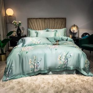 Bedding Sets Rich e elegante Conjunto de capa de edifícios de flores Eucalipto lyocell Silk Bed Cama de travesseiro solteiro capa de cama king rei 230524