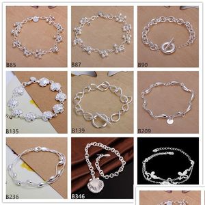 Catena Uva Conchiglia Fiore Sterling Argento Placcato Braccialetti Di Collegamento 8 Pezzi Stile Misto Gtb2 Moda Di Alta Qualità Delle Donne 925 Consegna Di Goccia Je Dh79I