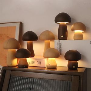 Table Lamps Nordic Rechargable Touch USB Night Light Mushroom Desk For Bedside Room Le Bedroom Decoration Atmosphere