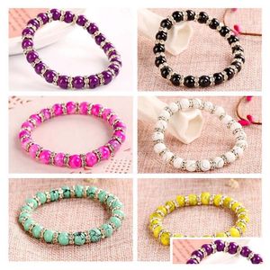 Bracciale con diamanti intarsiato in vetro femminile con vendita diretta in fabbrica di perline con vari colori imitato Gsfb032 Ordine della miscela 20 pezzi molto Drop Dhhz3