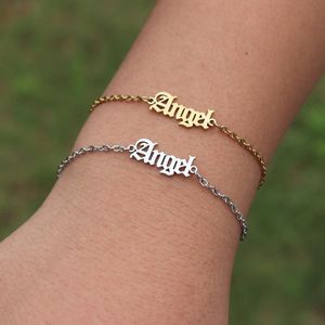 Charm armband vänner handlänk ängel bokstav gammal engelska babygirl vänskap gåva boho smycken prinsessan pulseira masculinacharm