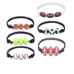 Baseball Charm Couple Bracelet Waterproof Adjustable Woven Wax Rope Bracelets For Women Men Sport Fans Jewelry GC2149