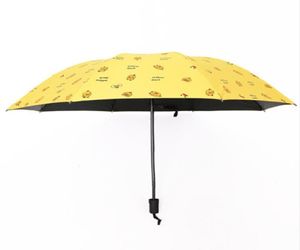 Umbrellas Ins Cute Chillren Sunny And Riany 3 Floding Blackcoating Yellow White Pink Duck Umbrella4422541