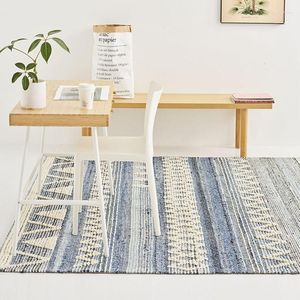 Carpets Denim Hand Woven Carpet Living Room Morocco Bedroom Wool Area Rug Bedside Coffee Table Mat Home Decor Rugs