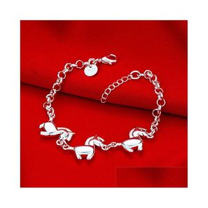 Braccialetti con ciondoli da donna in argento placcato argento Bracciale a tre cavalli Gssb519 Fashion 925 Plate Jewelry Drop Delivery Dhwxk