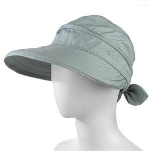 Chapéus largos da borda Senhoras Viseira dobrável Capdote ao ar livre Anti-UV Summer Sun Hat Hat Women Classic Women