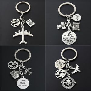 1pc World Map Charms Airplane Key Chains независимо от того, где подвесной ключ кольцо для путешествий подарки для путешественника для путешественника